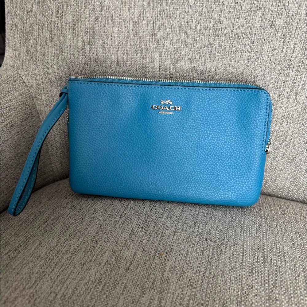 Coach Vibrant Blue Leather Wristlet